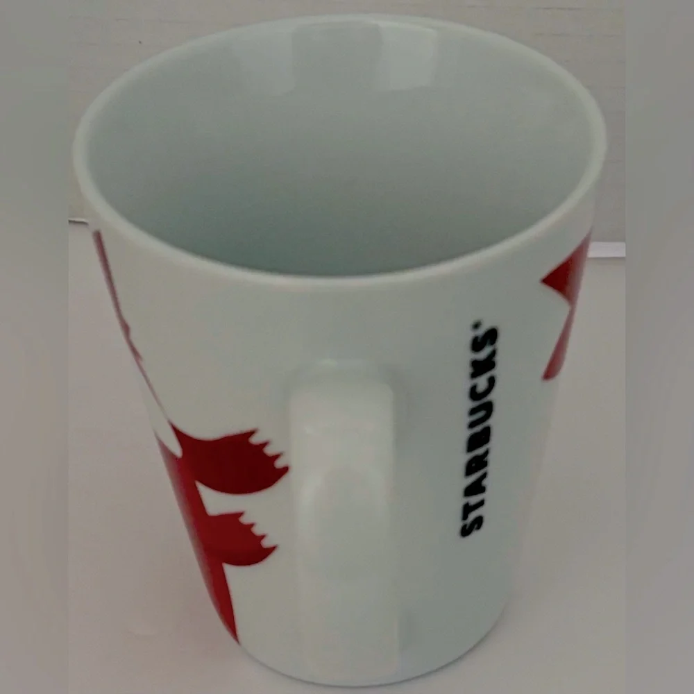 Starbucks Coffee 2012 CHRISTMAS Red/ White FOX & BIRD Coffee Cup Mug 12oz